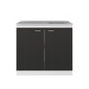 Tuhome Napoles Utility Sink With Cabinet, Double Door, One Shelf, White/Black MIV4450